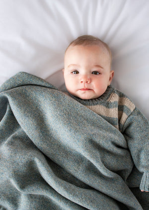 Burrow & Be 100% Wool Knit Baby Blanket - Stone Blue