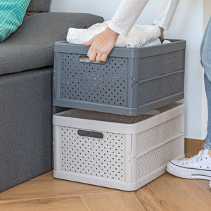 Compact Folding Crate - Sand White