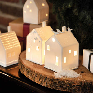 Räder - Bird - Porcelain Tealight House White ceramic house-shaped lantern with two small birds on top