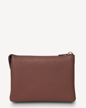 SABEN Tilly's Big Sis Crossbody - Umber Brown leather clutch bag