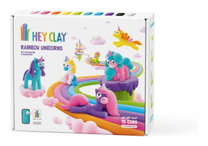 Hey Clay Rainbow Unicorns 15 Cans playset with clay containers and tools