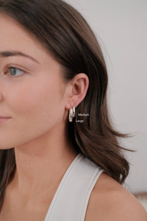 ZAFINO Cleo Hoop - Large - Silver - Earrings