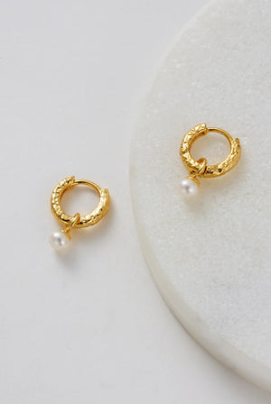 ZAFINO Emery Earring - Pearl Gold hoop earrings with pearl accents 7381