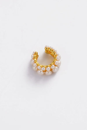 ZAFINO Luna Pearl Ear Cuff Gold hoop earring with pearl-like bead