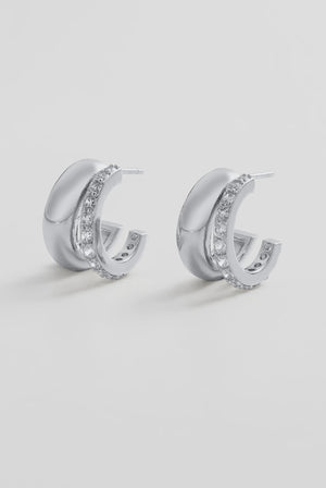 ZAFINO Zoe Hoop Silver hoop earrings with embedded stones 7807