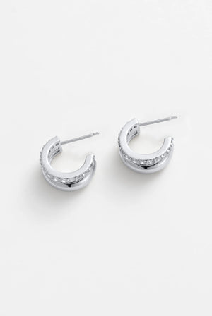 ZAFINO Zoe Hoop Silver hoop earrings with embedded stones 7807