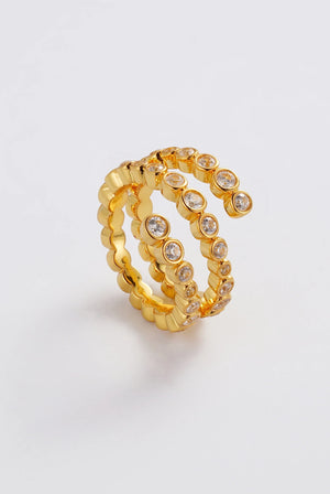 ZAFINO Zoe Ring Gold with embedded crystals