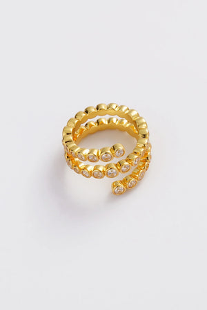 ZAFINO Zoe Ring Gold with embedded crystals