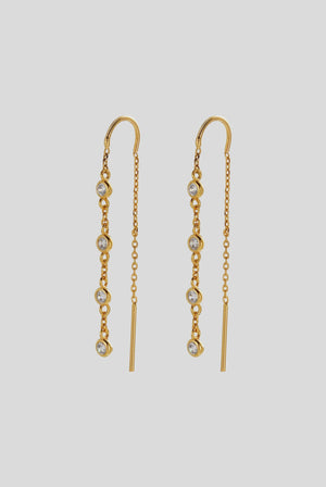 ZAFINO Adele Thread Gold chain earrings with small gemstones 7867