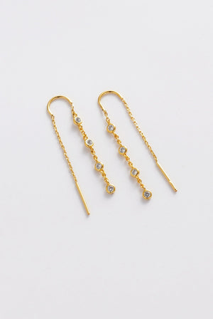 ZAFINO Adele Thread Gold chain earrings with small gemstones 7867