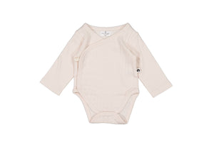 Burrow & Be Almond Blush Pointelle Long sleeve Kimono Bodysuit