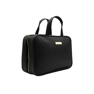 MOR Shanghai Hanging Fold Out Black textured toiletry bag