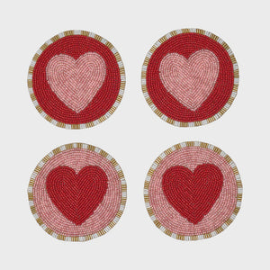 Annabel Trends Hand Beaded Coasters - Heart - 4pc
