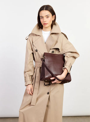 Saben Beatrice Shoulder Bag - Espresso Croc