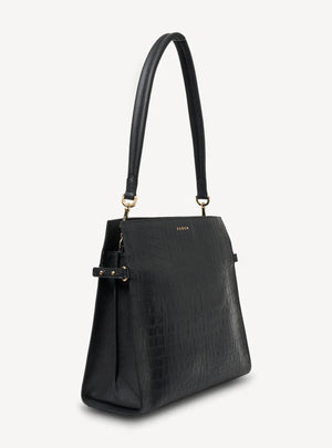 SABEN Beatrice Shoulder Bag - Black Croc
