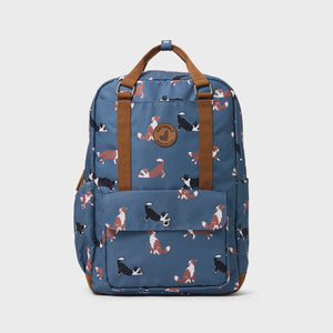 Crywolf KNAPSACK Collies School Bag Blue backpack with dog pattern
