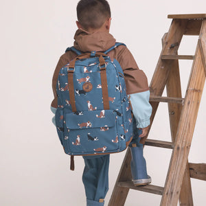 Crywolf KNAPSACK Collies School Bag Blue backpack with dog pattern