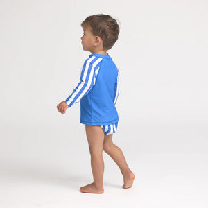CRYWOLF CHILD Blue long-sleeve BABY RASH Vest - Deep Sea Stripe