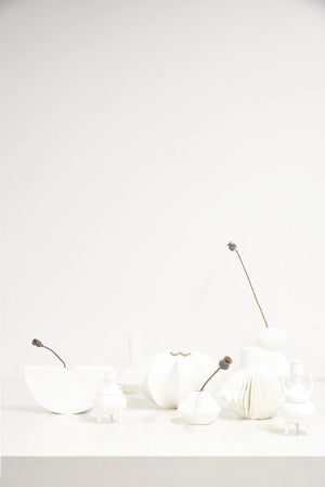 Maytime Capiz Vase fine bone china White pleated skirt