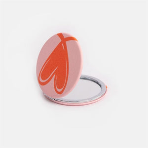 Caroline Gardner - Pink/orange Heart Round - Pocket Mirror