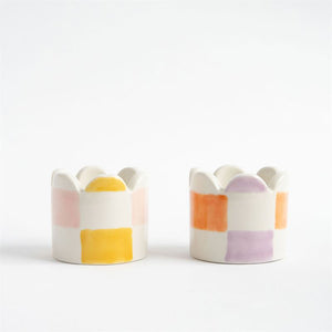 Caroline Gardner - Multi-Check Set of 2 - Egg Cup Holders