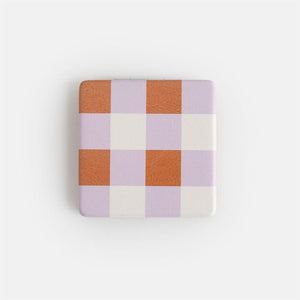 Caroline Gardner - Multi Check Square - Pocket Mirror Compact mirror with a checkered pattern
