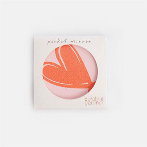 Caroline Gardner - Pink/orange Heart Round - Pocket Mirror