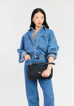 SABEN SS26 Claudia Shoulder Bag - Black Braid Leather