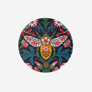 TANYA WOLFKAMP Coaster - Damask - Bee Round coaster with floral and insect design
