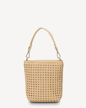 Saben Coco Mini Bag - Raffia Fine Braid Beige woven handbag