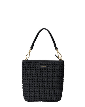 Saben Coco Mini Bag - Black Fine Braid woven handbag