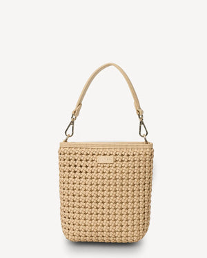 Saben Coco Mini Bag - Raffia Fine Braid Beige woven handbag