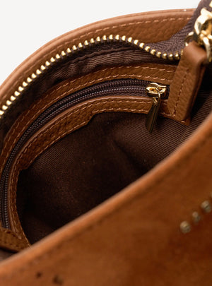 SABEN Coco Mini Bag - Tan Suede Fringe Brown suede handbag