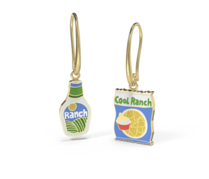 Ranch dressing bottle and packaging earrings
