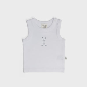 Dimples Baby NZ Cotton Singlet - White Golf