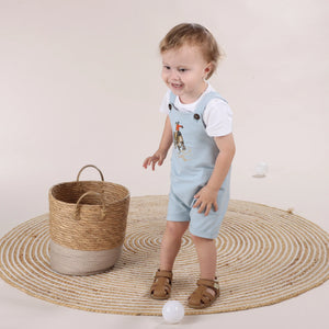 Little Bee by Dimples Cotton Overalls - Blue