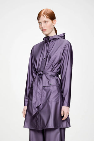 RAINS Curve Long Jacket W3 - Body Purple raincoat