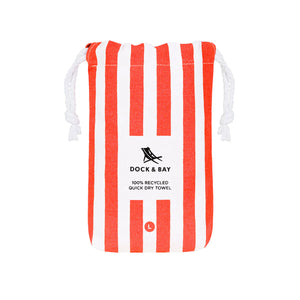 DOCK & BAY Beach Towel - Cabana Collection - Waikiki Coral - Large Red and white striped