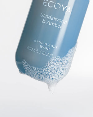ECOYA The Bathroom Edit - Sandalwood & Amber hand body wash lotion gift set box