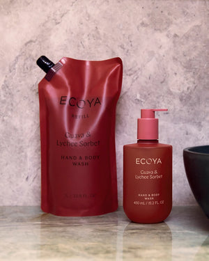ECOYA Hand & Body Wash Refill 1L - Guava & Lychee Sorbet