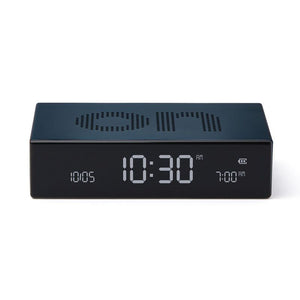 Lexon Flip Premium Alarm Clock Dark Aluminium Blue