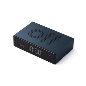 Lexon Flip Premium Alarm Clock Dark Aluminium Blue