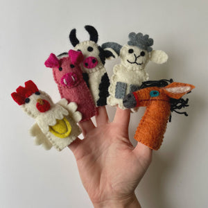 Finger Puppets - Farm Friends five colorful felt farm animal finger puppets