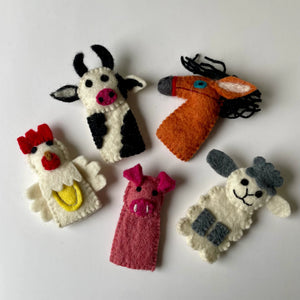 Finger Puppets - Farm Friends five colorful felt farm animal finger puppets