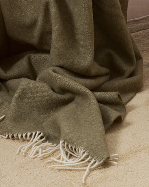 Baya Mosman Merino Wool Throw 140 x 200cm - Olive
