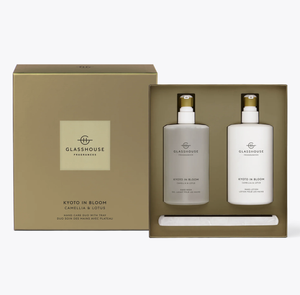 Glasshouse Fragrances GF 450ml Hand Wash + Lotion & Tray Gift Set - Kyoto In Bloom Hand Care Duo