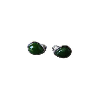 Wildside Gifts NZ Greenstone Teardrop Sterling Silver Studs 12x9mm