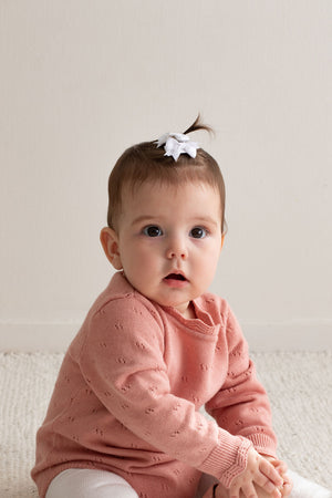 Burrow & Be Harper Knit Bodysuit - Petunia Pink baby romper with a subtle pattern