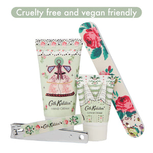 Cath Kidston product set including a hand cream, cuticle cream, and a box with floral and decorative design, Heathcote & Ivory Wild Flowers Manicure Set (HC 30ml, CC 15ml, EB & NC’s)