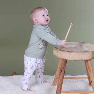 Dimples Fleece Jumper - Sage Green sweatshirt with a rabbit design